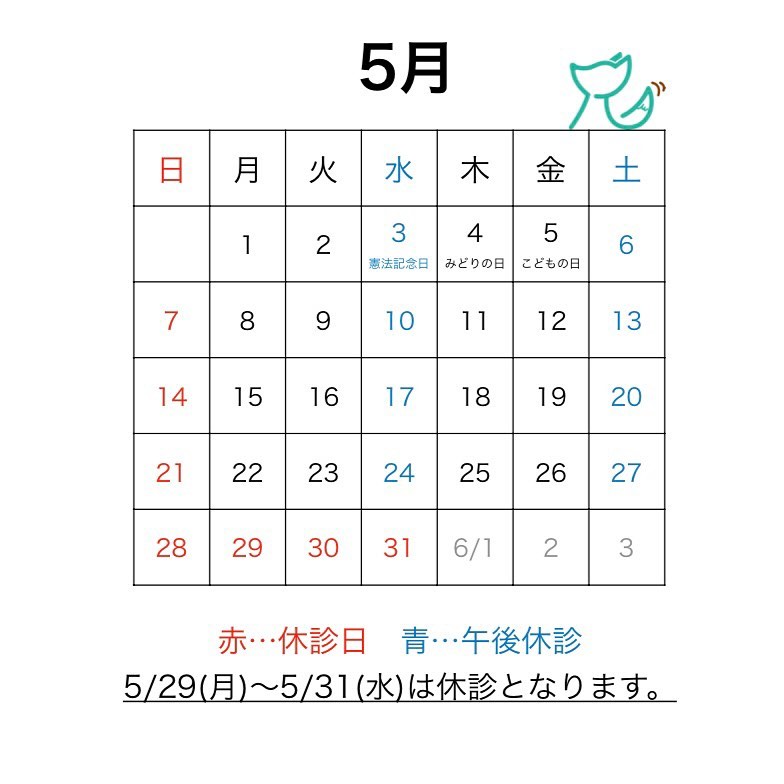 .こんにちは！らくとこ整骨院です?今月の診療日のお知らせです。